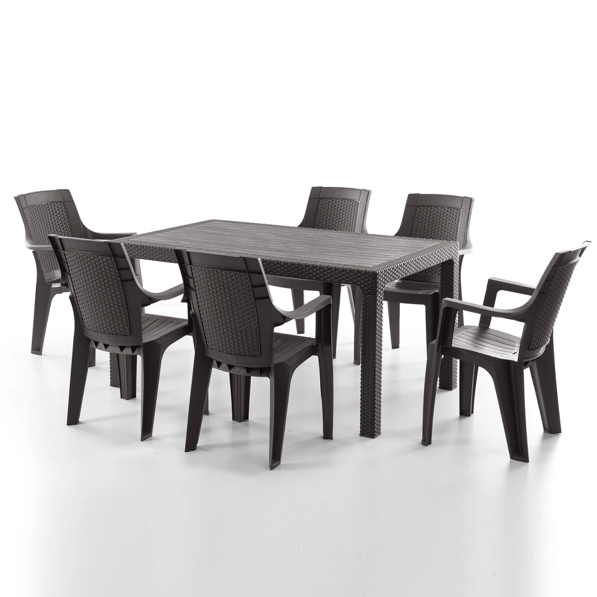 Efes 6 Kişilik Rattan Masa Sandalye Takımı Kahve