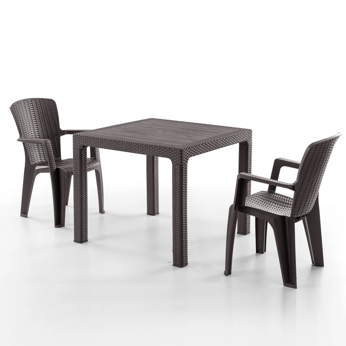 Side 2 Kişilik Rattan Masa Sandalye Takımı Kahve