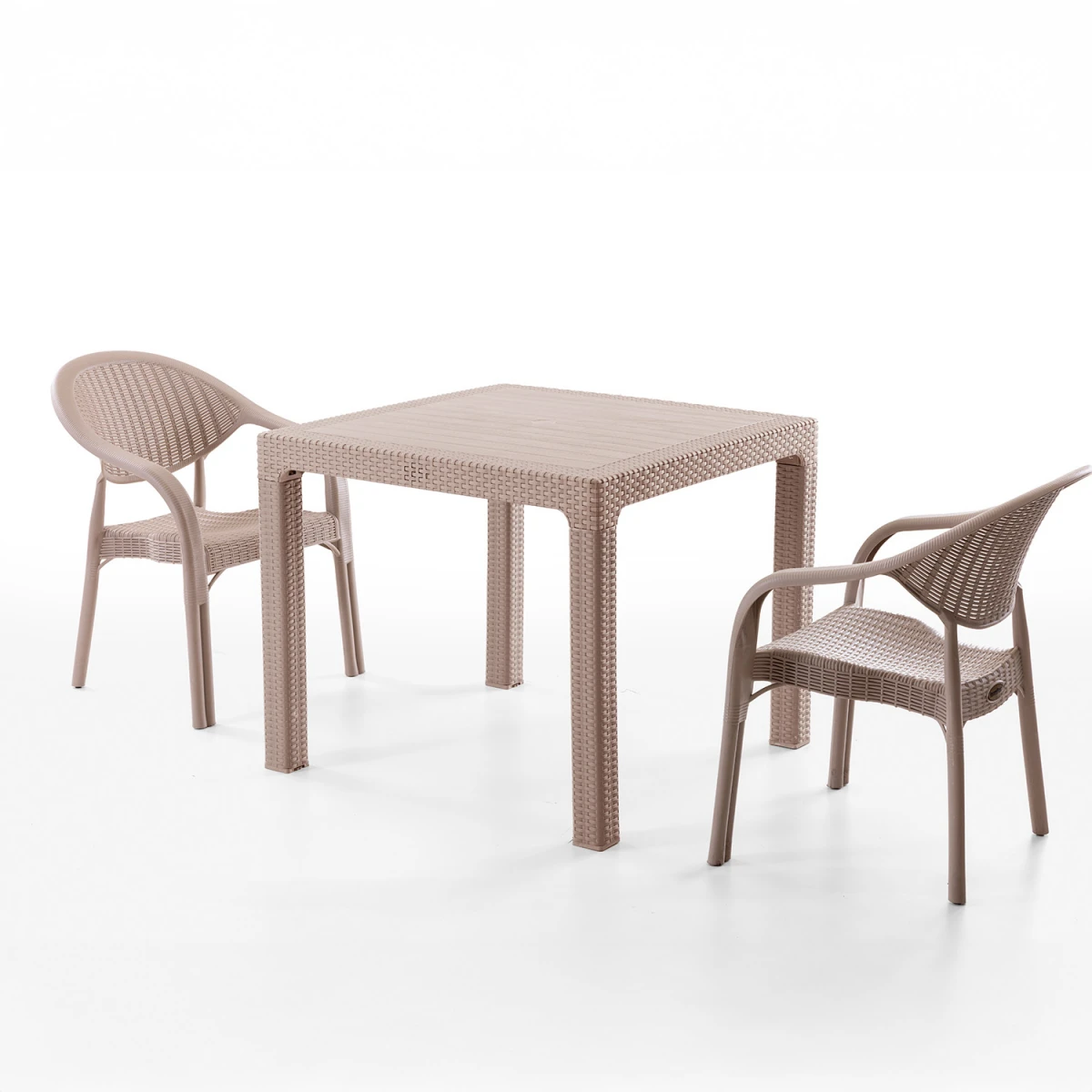 Bamboo 2 Kişilik Rattan Masa Sandalye Takımı Cappuccino