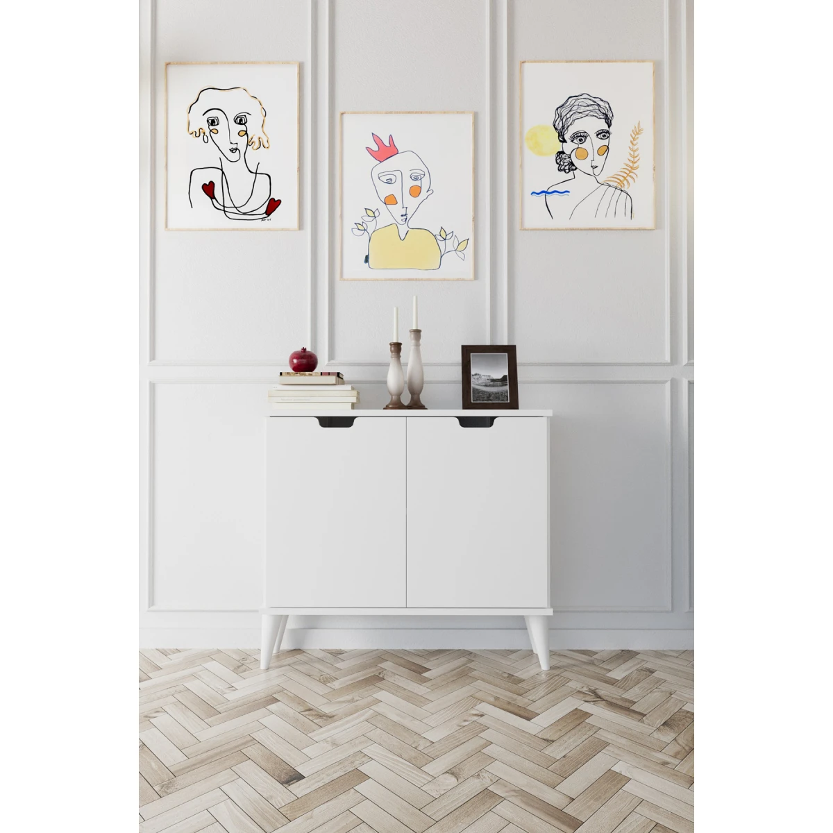 Elegant 2 Kapaklı Dekoratif Konsol  Beyaz