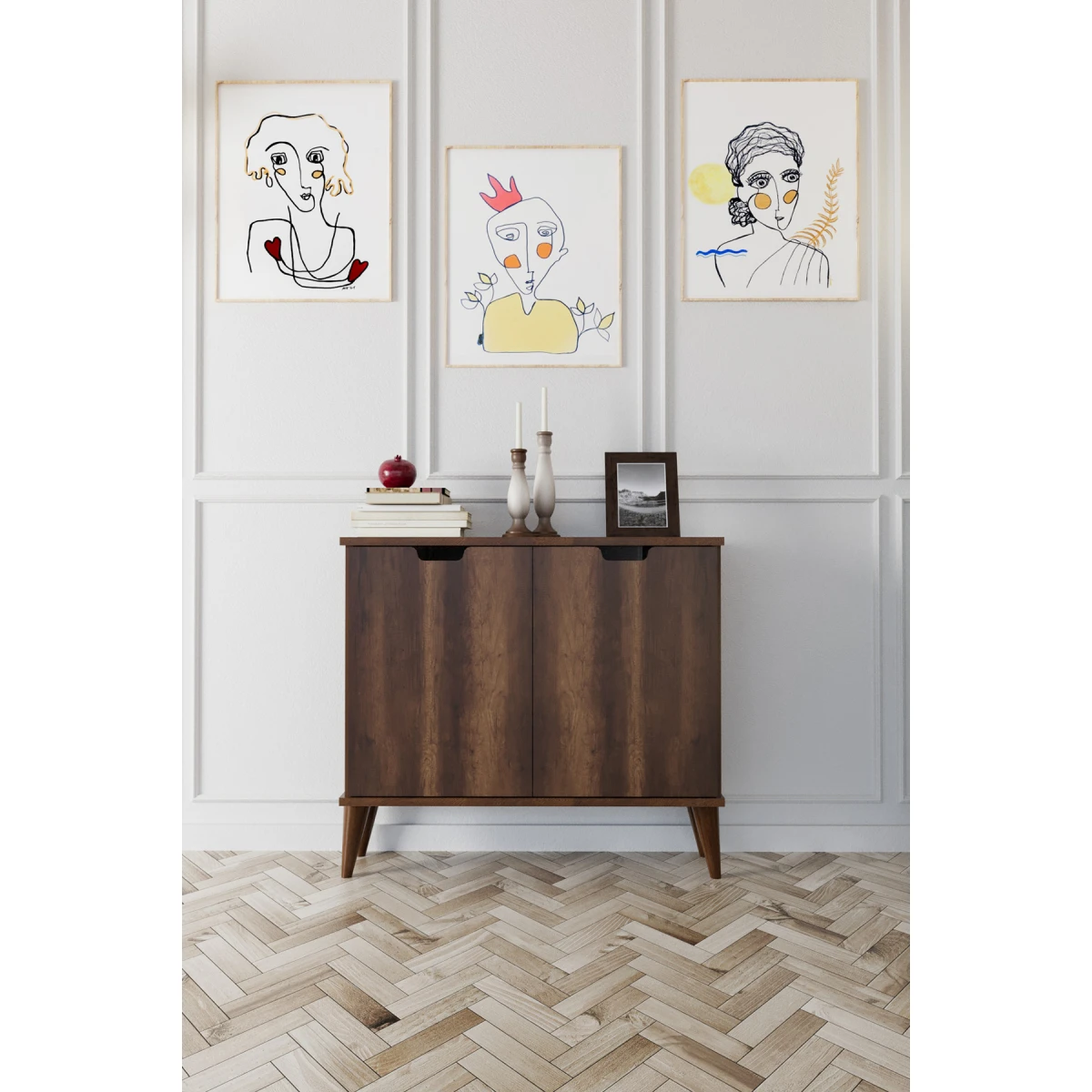 Elegant 2 Kapaklı Dekoratif Konsol Barok Ceviz