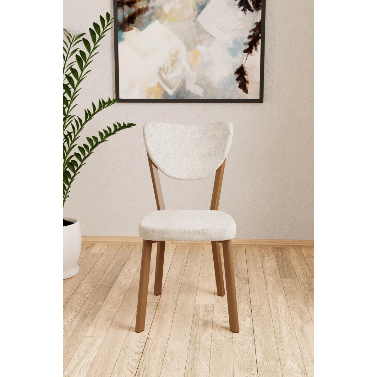 Elma Tekli Mutfak Yemek Masası Sandalyesi Krem