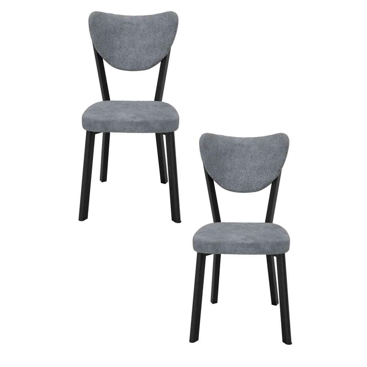 Elma 2li Mutfak Yemek Masası Sandalyesi Gri