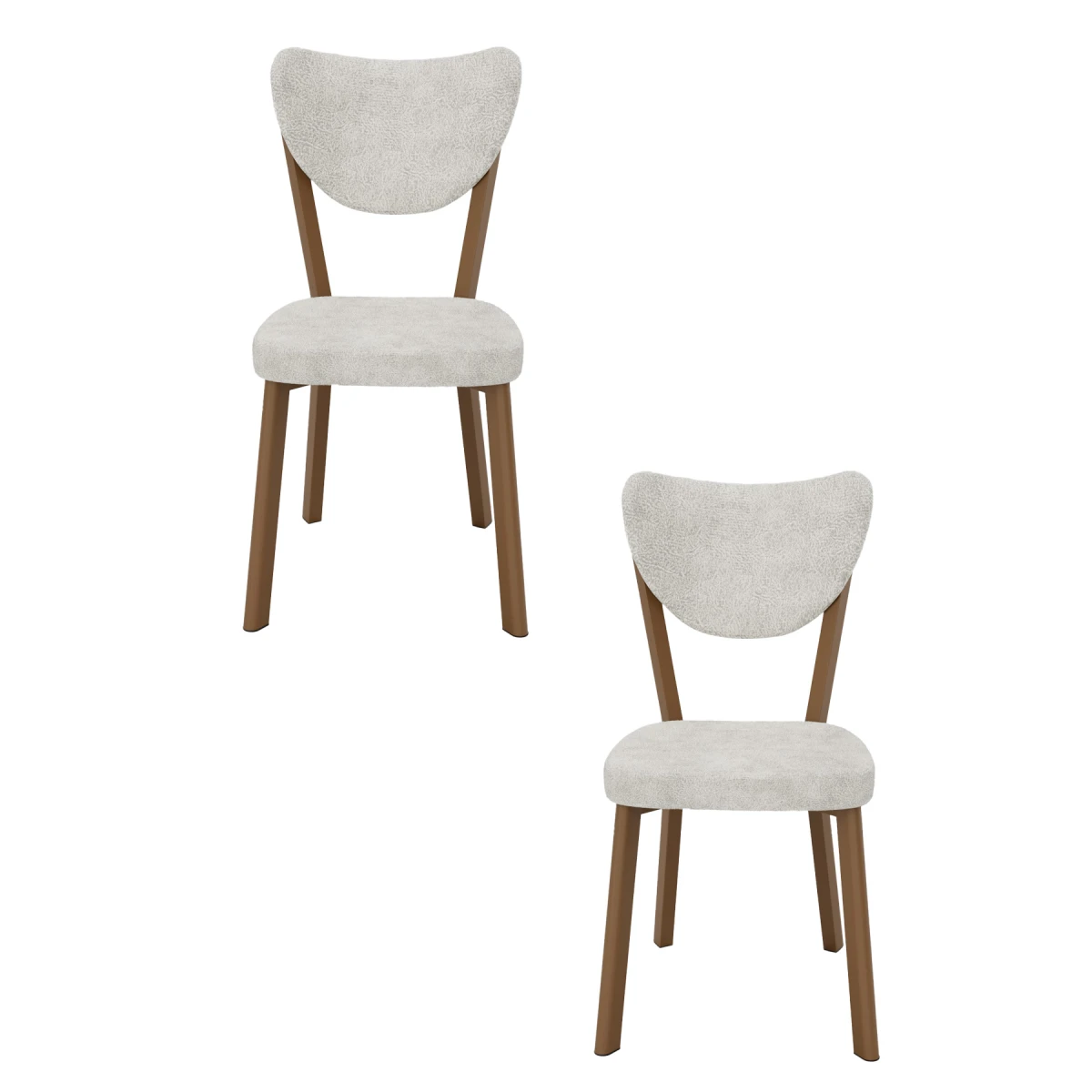 Elma 2li Mutfak Yemek Masası Sandalyesi Krem