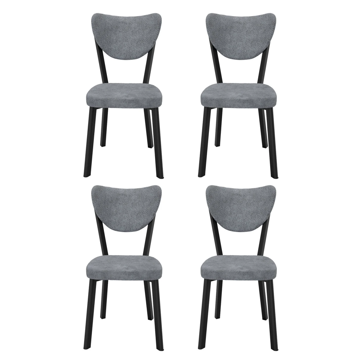 Elma 4lü Mutfak Yemek Masası Sandalyesi Gri