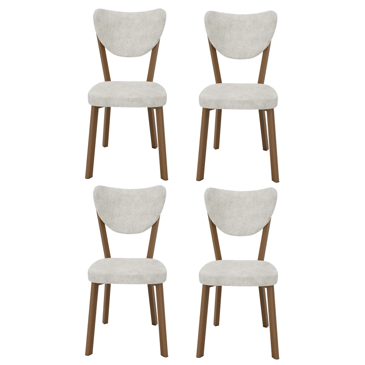 Elma 4lü Mutfak Yemek Masası Sandalyesi Krem