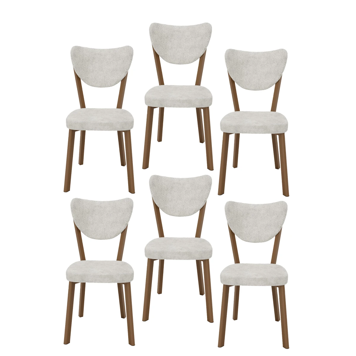 Elma 6lı Mutfak Yemek Masası Sandalyesi Krem