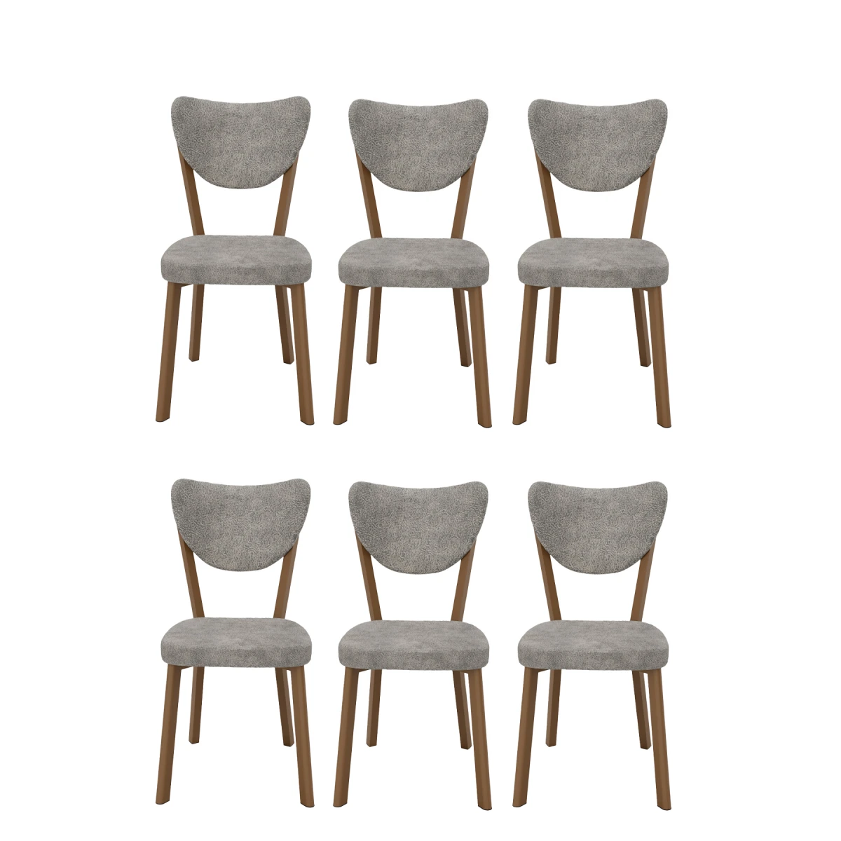 Elma 6lı Mutfak Yemek Masası Sandalyesi Kahve