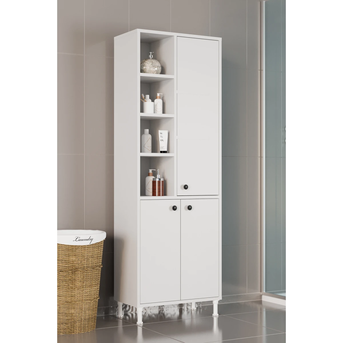 Selen Çok Amaçlı Mutfak Banyo Dolabı Beyaz