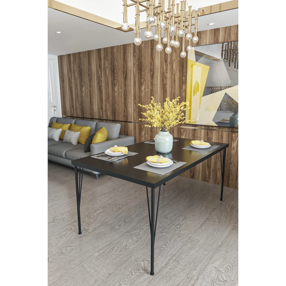 Evdemo Dekor Mutfak Yemek Masası Siyah