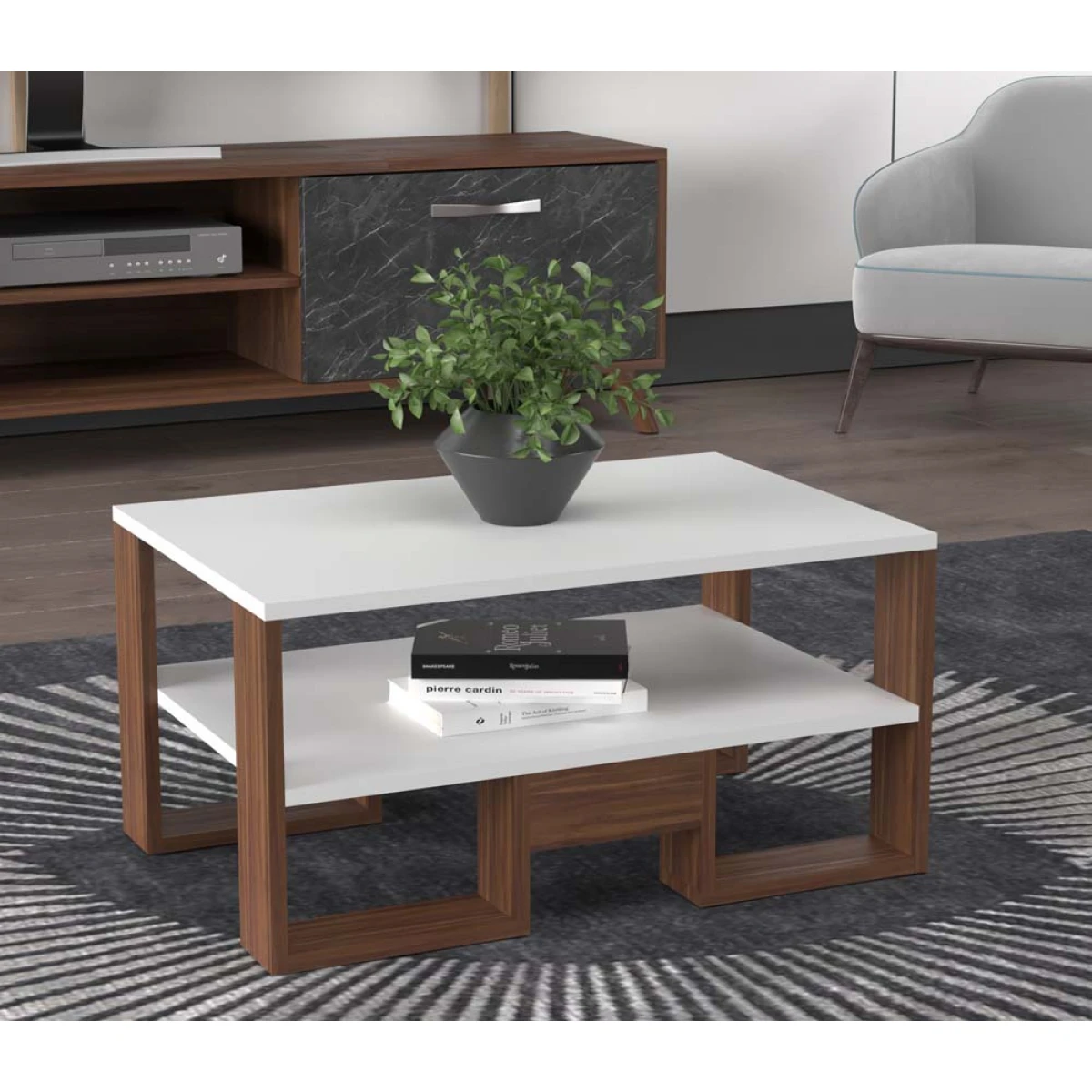 Evdemo Miray Orta Sehpa Beyaz Ceviz