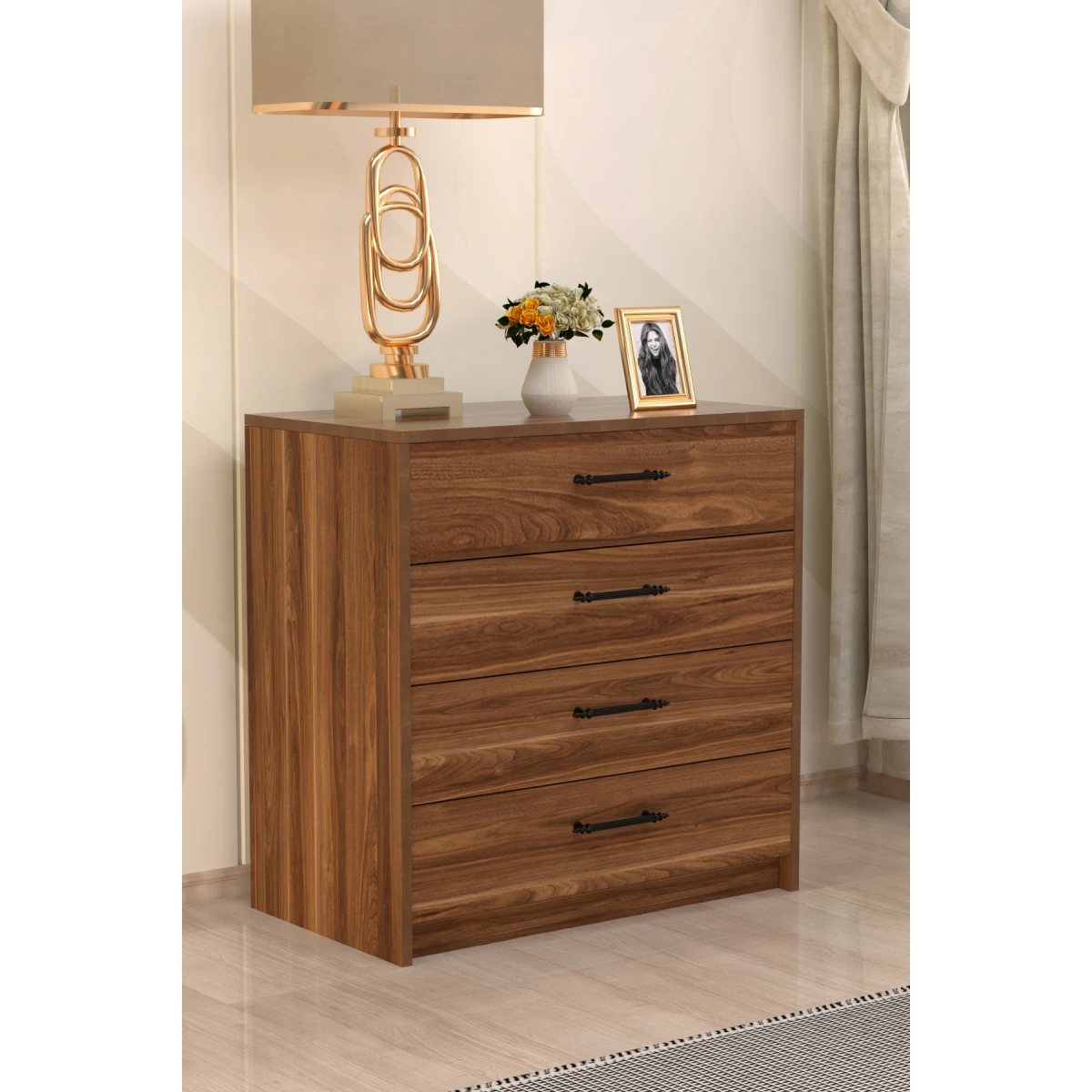 Fiona 4 Çekmeceli Şifonyer Ceviz