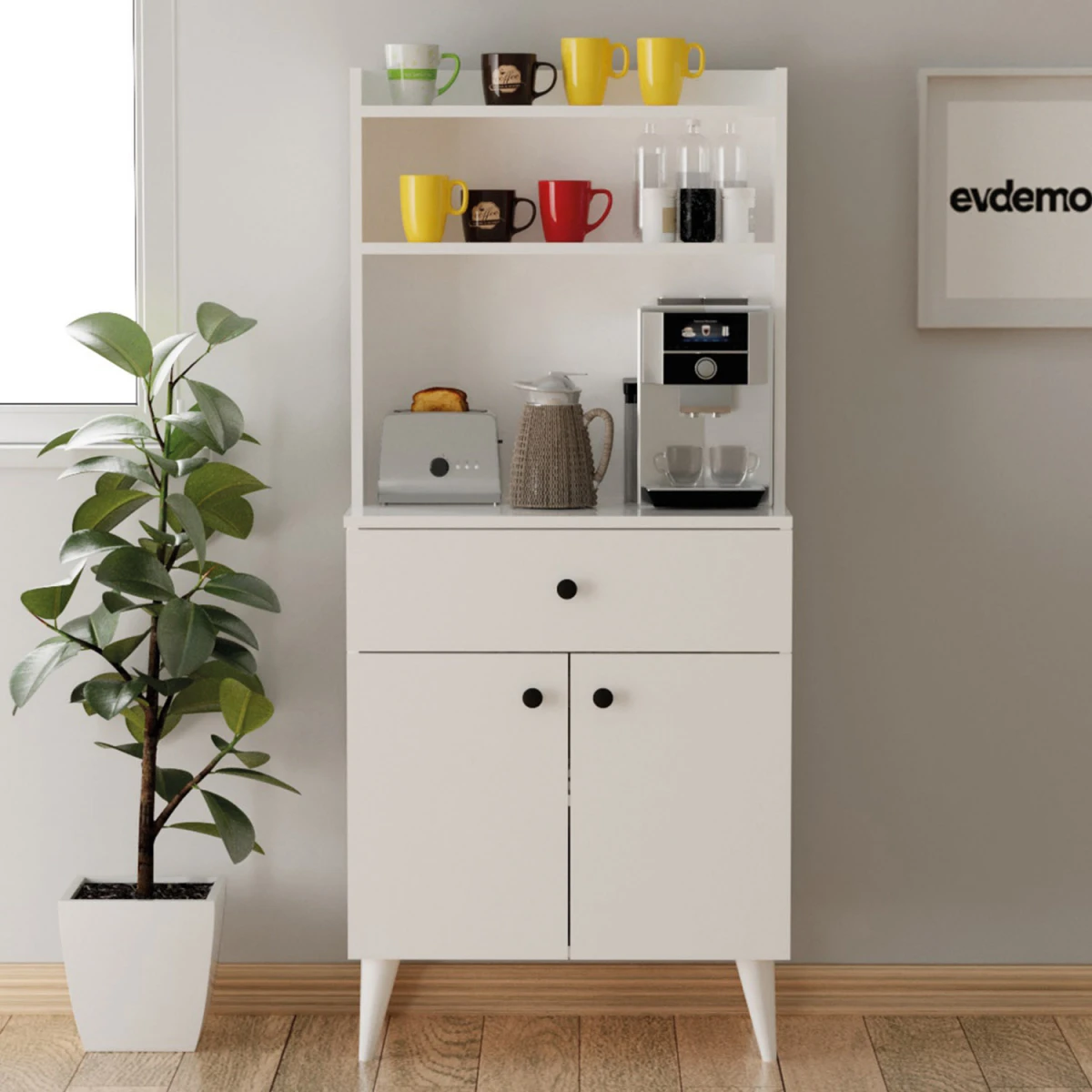 Biga Kahve Köşesi Çok Amaçlı Dolap Beyaz