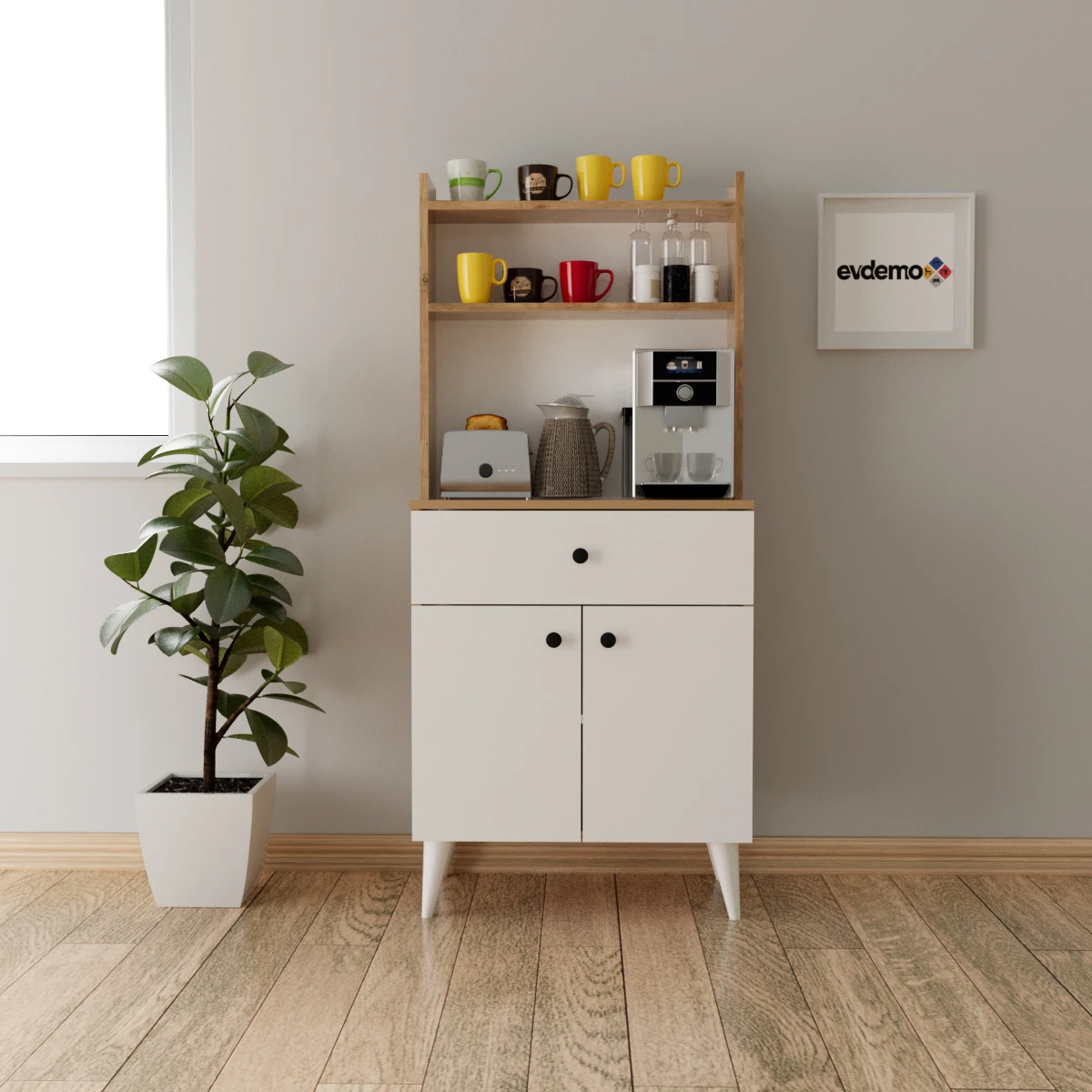 Biga Kahve Köşesi Çok Amaçlı Dolap Atlantik Çam