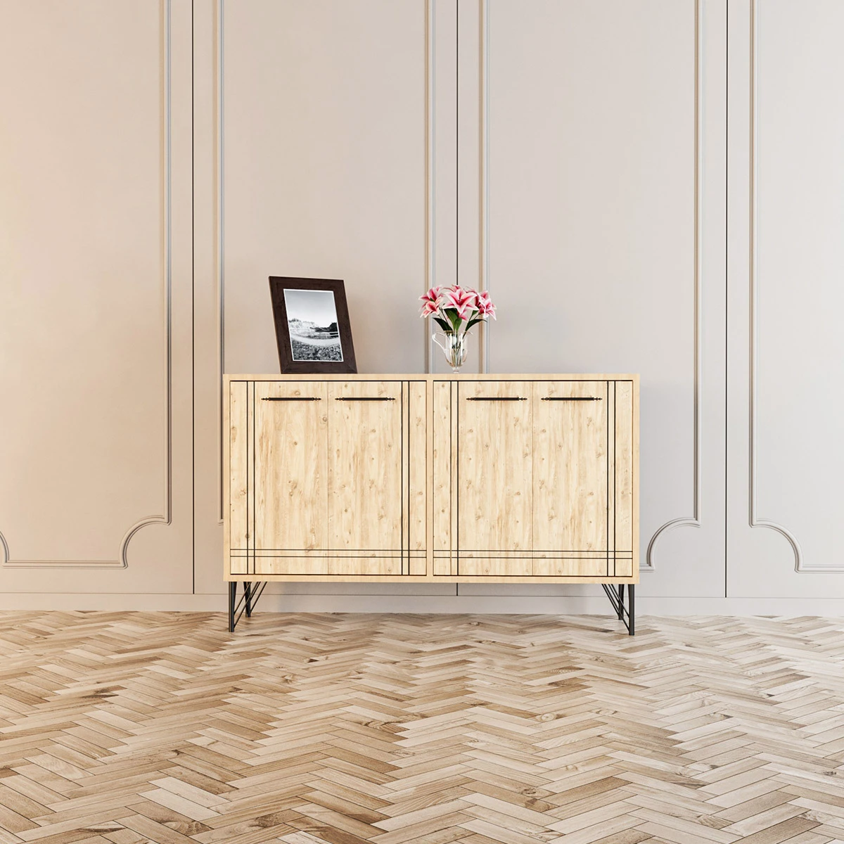 Rio Metal Ayak Dekoratif Modern Konsol Atlantik Çam