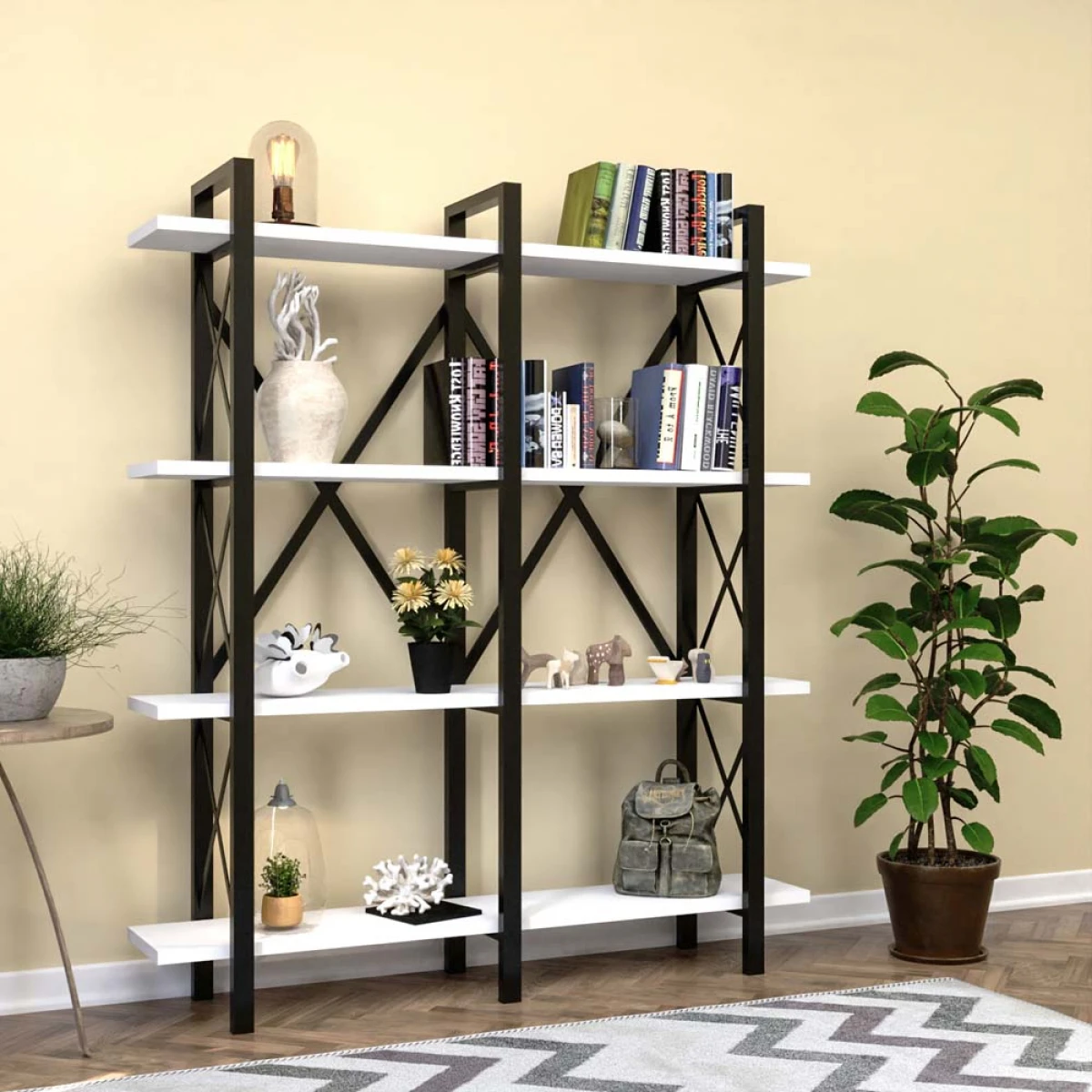 Evdemo Cunda Metal Kitaplık Beyaz