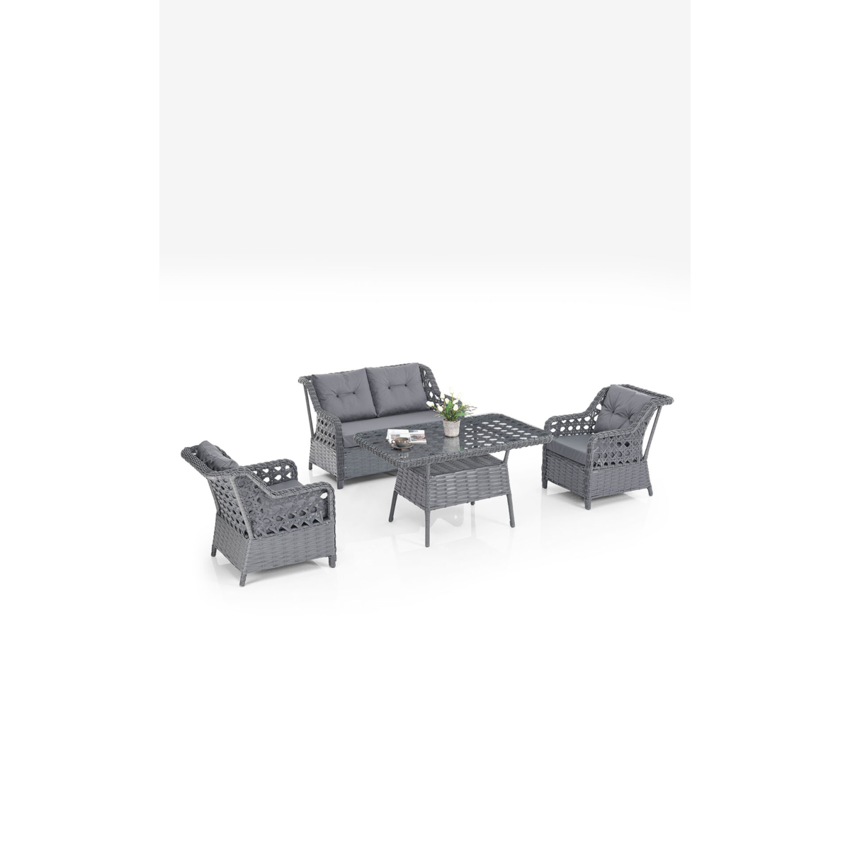 Eren Rattan Bahçe Balkon Takımı 2+1+1 Antrasit