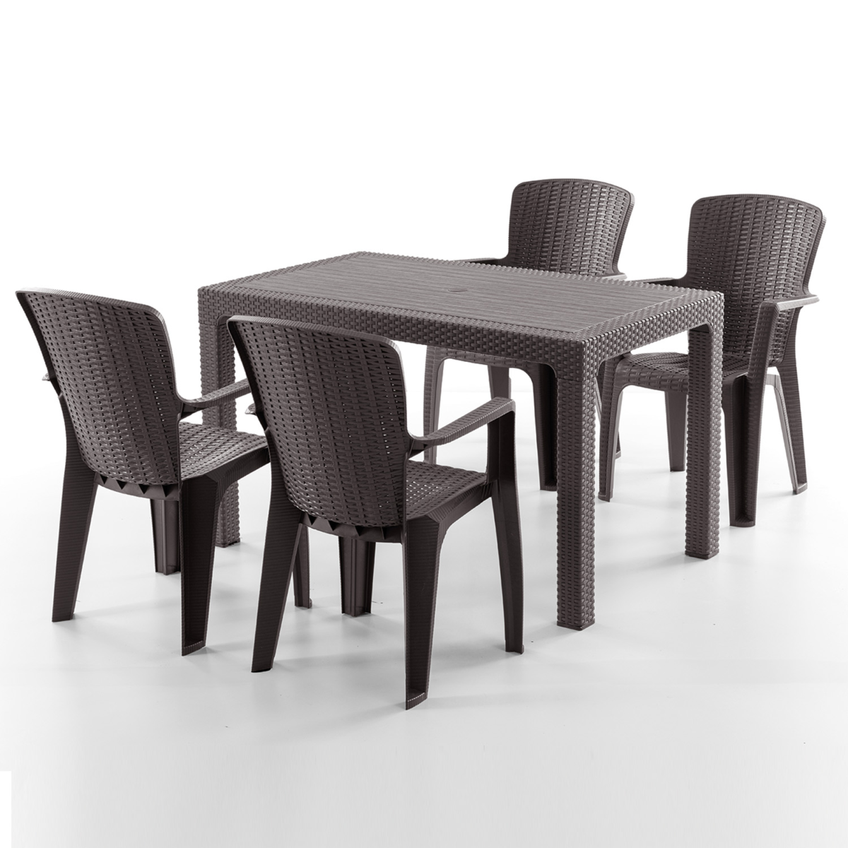 Side 4 Kişilik Rattan Masa Sandalye Takımı Kahve
