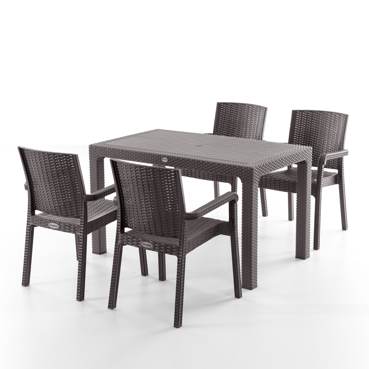King 4 Kişilik Rattan Masa Sandalye Takımı Kahve
