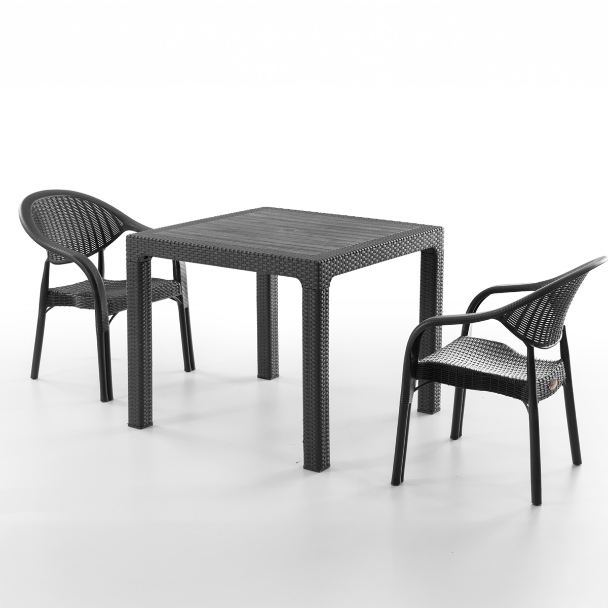 Bamboo 2 Kişilik Rattan Masa Sandalye Takımı Siyah