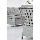 Deniz Rattan Puflu Bahçe Balkon Takımı 3+1+1 Gri-1