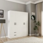 Erna 4 Kapak 2 Çekmeceli Gardırop Beyaz-0