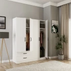 Erna 4 Kapak 2 Çekmeceli Gardırop Beyaz-1