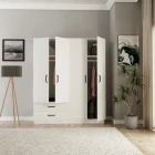 Erna 4 Kapak 2 Çekmeceli Gardırop Beyaz-2