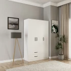 Erna 3 Kapak 2 Çekmeceli Gardırop Beyaz-0