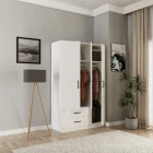 Erna 3 Kapak 2 Çekmeceli Gardırop Beyaz-1