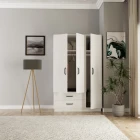 Erna 3 Kapak 2 Çekmeceli Gardırop Beyaz-2