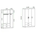 Erna 3 Kapak 2 Çekmeceli Gardırop Beyaz-3