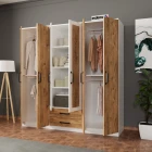 Prag 6 Kapak 2 Çekmeceli Aynalı Gardırop Atlantik Çam Beyaz-2