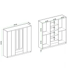 Prag 6 Kapak 2 Çekmeceli Aynalı Gardırop Atlantik Çam Beyaz-3