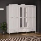 Luna 6 Kapaklı 3 Çekmeceli Aynalı Gardırop Beyaz-0