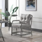 Breda Rattan Örgü Bahçe Balkon Takımı 2+1+1 Cam Masalı Gri-1