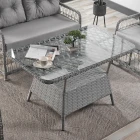 Breda Rattan Örgü Bahçe Balkon Takımı 2+1+1 Cam Masalı Gri-2