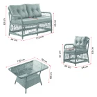 Breda Rattan Örgü Bahçe Balkon Takımı 2+1+1 Cam Masalı Gri-5