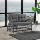 Breda Rattan Örgü Bahçe Balkon Takımı 2+1+1 Cam Masalı Antrasit-0