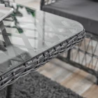 Breda Rattan Örgü Bahçe Balkon Takımı 2+1+1 Cam Masalı Antrasit-2