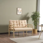 Rio Rattan Bahçe Balkon Oturma Takımı 2+1+1+Camlı Masa Cappuccino-0