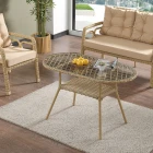 Rio Rattan Bahçe Balkon Oturma Takımı 2+1+1+Camlı Masa Cappuccino-2