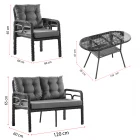 Rio Rattan Bahçe Balkon Oturma Takımı 2+1+1+Camlı Masa Cappuccino-5