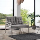Rio Rattan Bahçe Balkon Oturma Takımı 2+1+1+Camlı Masa Kemik Rengi-0