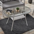 Rio Rattan Bahçe Balkon Oturma Takımı 2+1+1+Camlı Masa Kemik Rengi-2