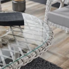Rio Rattan Bahçe Balkon Oturma Takımı 2+1+1+Camlı Masa Kemik Rengi-4