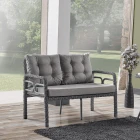 Rio Rattan Bahçe Balkon Oturma Takımı 2+1+1+Camlı Masa Gri-0