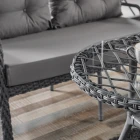 Rio Rattan Bahçe Balkon Oturma Takımı 2+1+1+Camlı Masa Gri-4