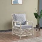 Edra Rattan Puflu Bahçe Balkon Takımı 3+1+1+Camlı Masa Kemik Rengi-1