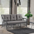 Edra Rattan Puflu Bahçe Balkon Takımı 3+1+1+Camlı Masa Gri-0